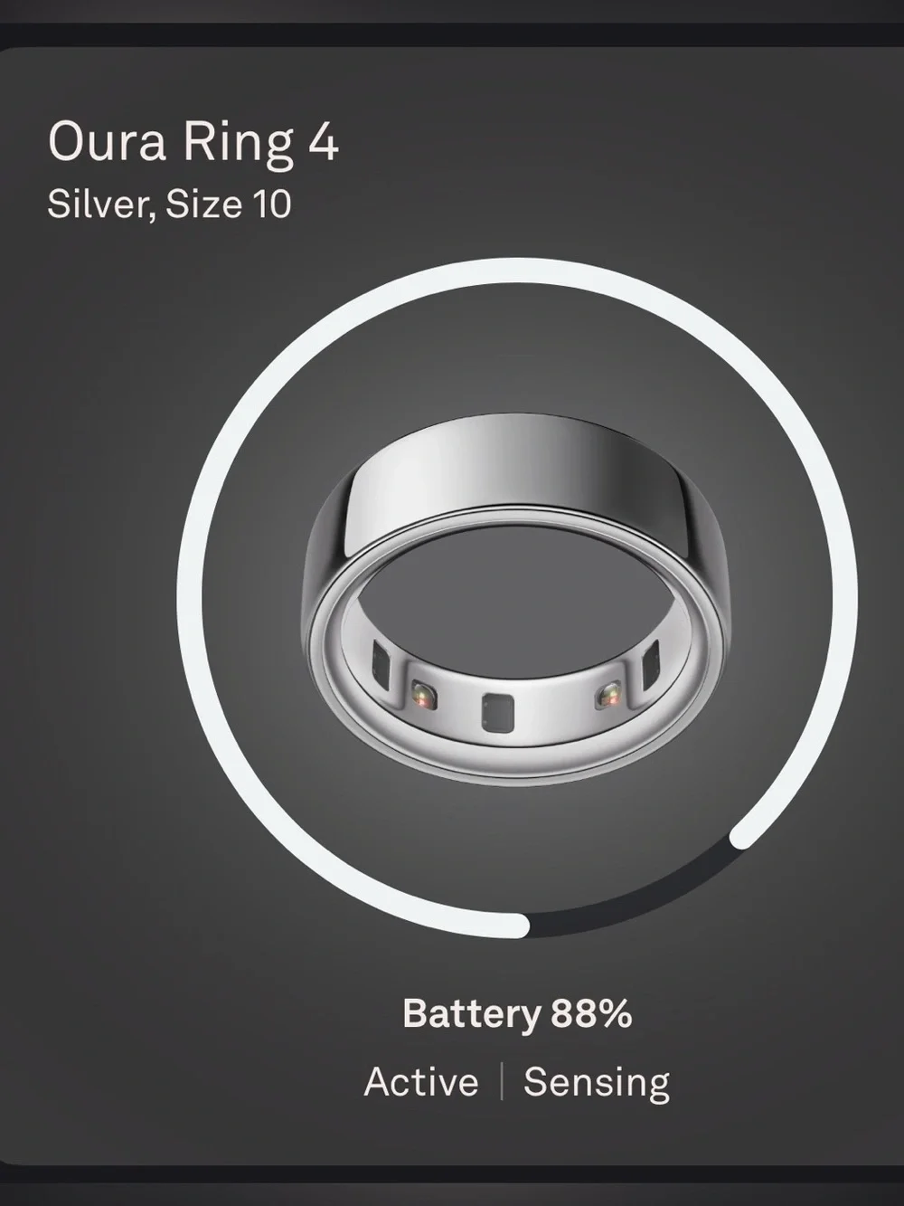 Oura Ring 4 Silver Smart Ring, Size 10